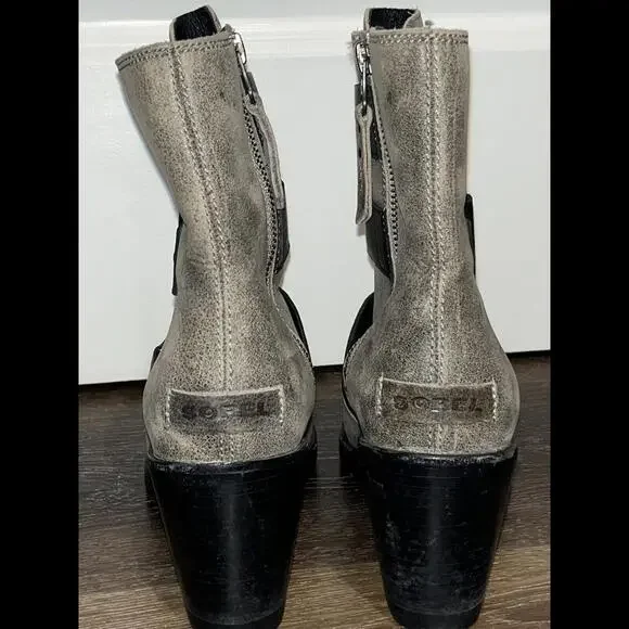 Sorel SZ 7 Women’s After Hours Strappy Wedge Heel Side Zip  Boots Gray/Black - Picture 4 of 5